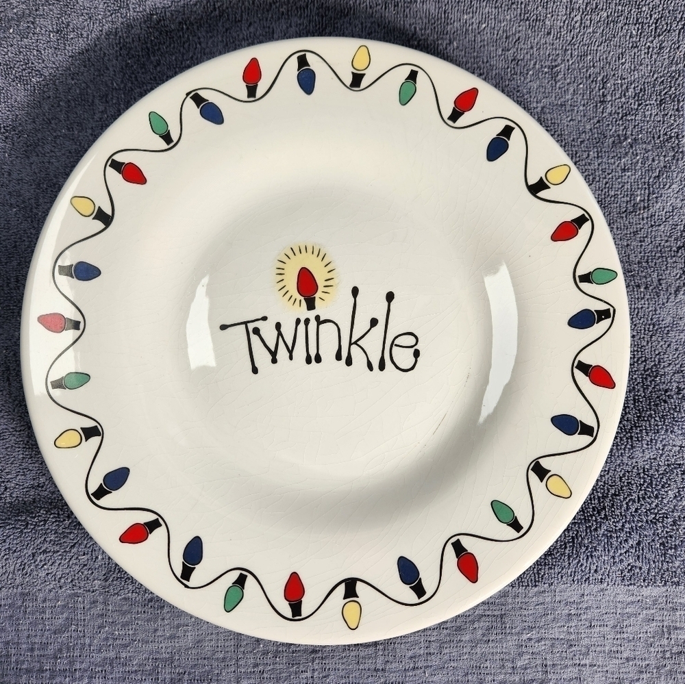 Landis International Twinkle Christmas Plate Holiday String Lights 10.5" Vintage